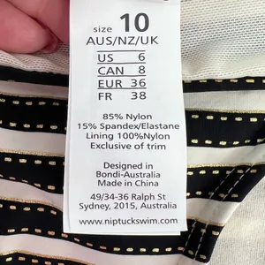 Nip‎ Tuck Swim Womens Size 6 Bikini Swimwear Bottoms Black White Stripe NWT thumbnail 8