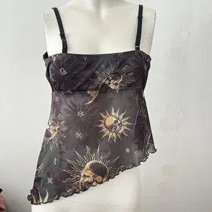 Womens Celestial Camisole Sz L Asymmetrical Moon Indie Hippie Festival Boho Sun thumbnail 3