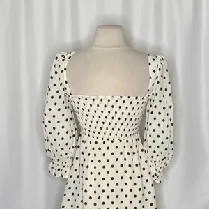 REFORMATION Zaria Dress Portofino Polka Dot Black White Smocked Mini Dress XS thumbnail 10
