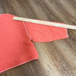 Free People Coral Orange Textured Knit Boxy‎ Cropped Bardot Sweater Womens Small thumbnail 4