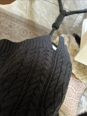 American Eagle Vtg Y2K cableknit cotton fold over off shoulder sweater XS thumbnail 6