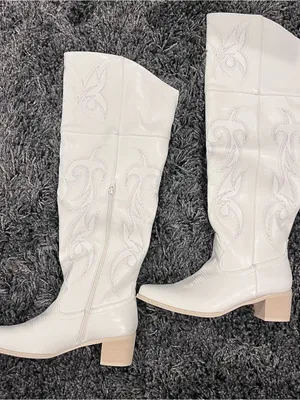 🌸New Iuv White Knee High Cowboy Boots Size 8🌸 thumbnail 7