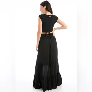 Hard Tail Two Tiered Maxi Skirt Black Size M thumbnail 2