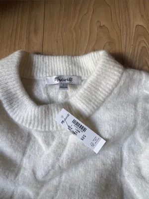 Madewell Cream Cable Knit Crewneck Sweater thumbnail 3