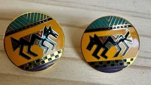 Vintage Laurel Burch "Coptic Horse" Enamel Earrings thumbnail 1