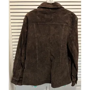 Vintage AMI Brown Long Sleeve‎ Suede Button Up Jacket Size Large Satin Lined thumbnail 6