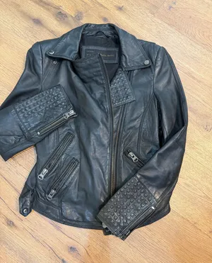 Zara Studded Genuine Leather Jacket Women size M thumbnail 1