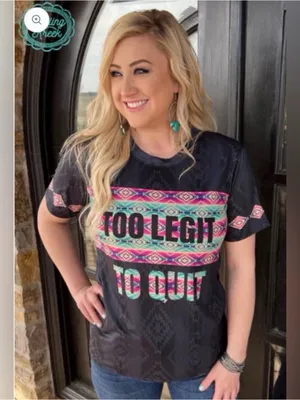 Sterling Kreek Too Legit to Quit Black Graphic Tee with Aztec Stripe thumbnail 1