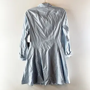 1.State Stripe Long Sleeve Cotton Button-Front Mini Shirtdress Blue Denim XS thumbnail 4