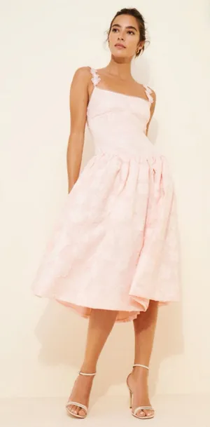 For Love & Lemons Florence Drop Waist Midi Dress Size L thumbnail 1