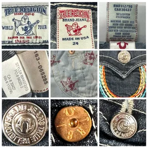 True Religion Straight Jeans Low Rise Rainbow Stitch Stretch Dark Wash Size 24 thumbnail 7