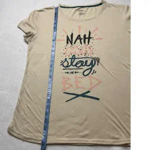 Reebok Womens Nah Ma Stay‎ In Bed Graphic T-Shirt Tan Beige Short Sleeve Medium thumbnail 4