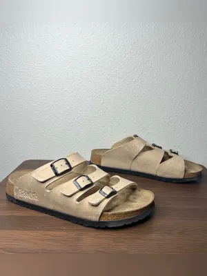 Birkenstock Birkis Tan Three Strap Slip On Florida Sandals Women’s 8 Men’s 6 thumbnail 3