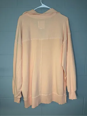 Aerie Starry Skies Open Neck Sweatshirt in Beach Peach Women’s Sz Medium Cotton thumbnail 4