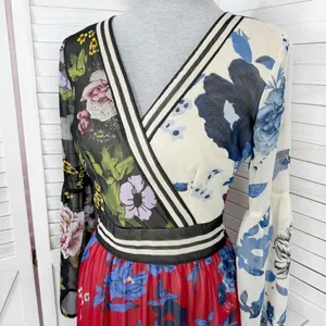Kaktus Maxi‎ Dress Small Floral Patternblock Patchwork Tiered Cottagecore Boho thumbnail 5