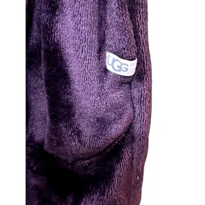 UGG Womens Purple Plush Hooded Robe Soft Fleece Belted Bathrobe Small thumbnail 11