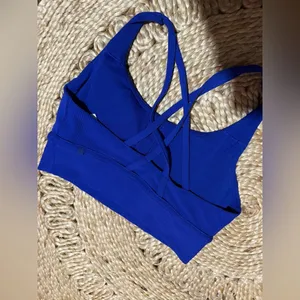 Lululemon athletica energy bra blue ribbed $78 limited edition active 8 workout thumbnail 8
