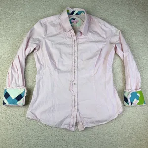 Women's Lilly Pulitzer Size 8 Button Flip Cuff Pink Blouse thumbnail 1