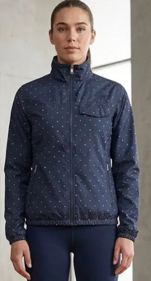 The North Face Women's Windbreaker Polka Dot Jacket Navy Blue Full Zip Size S thumbnail 1