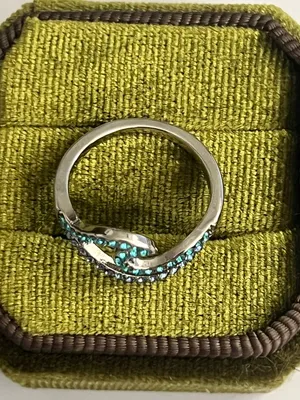 Wave Design Gorgeous Shades of Blue Gemstones Titanium Steel Statement Band S 6 thumbnail 4