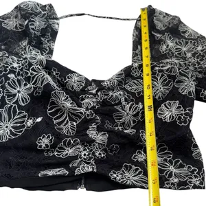 Bossa Concept Black and White Floral Lace Crop Top Maxi Skirt Set Feminine‎ L thumbnail 13