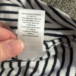 Talbots Black and White Striped V-Neck Tee | Size Large thumbnail 5