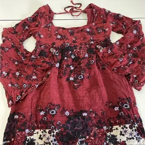 Free people burgundy floral mini dress‎ thumbnail 1