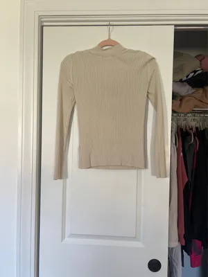 Cream square neck sweater Tan thumbnail 2