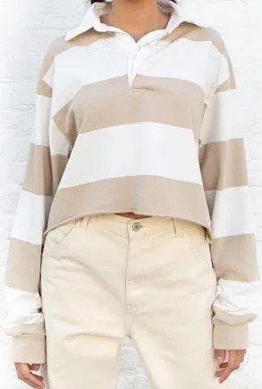 Brandy Melville Striped Cropped Collar Top thumbnail 1