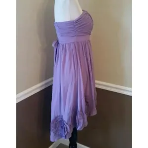 Lavender Dress Pleated Rosette Strapless Hi-Low Doe & Rae Formal Fairy Boho Med thumbnail 5