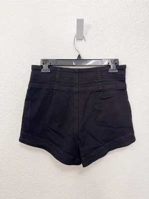 J.ING Jing Black High Waist Zip Front Cotton Blend Summer Casual Shorts NWT thumbnail 4