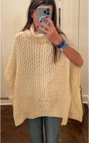 Banana Republic Cable-Knit Turtleneck Poncho Sweater thumbnail 1