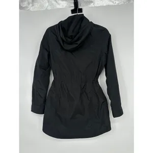 Michael Kors Anorak Raincoat Jacket Women XS Black Hooded Gold Hardware Utility thumbnail 4