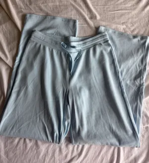 light blue aritzia wide leg ribbed homestretch pants thumbnail 1