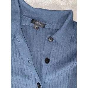 J.CREW‎ Blue Knit Collared Button-Up Long Sleeve Jumpsuit Women's Size M thumbnail 4