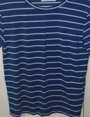 Abercrombie & Fitch Blue & White Striped Crewneck T-shirt thumbnail 5
