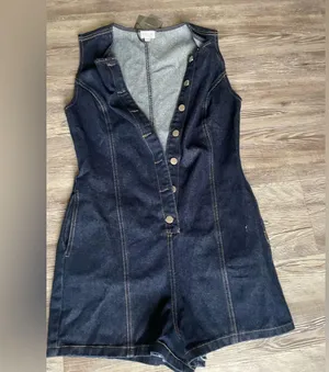 Le Lis Dark Blue Denim Romper thumbnail 7
