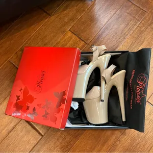 Pleaser Flamingo-808N Jelly 8 Inch heels in nude thumbnail 6