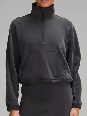 Lululemon Black Brushed Softstreme Half Zip Pullover Size 4 Square Dot thumbnail 1