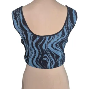 Anthropologie Maeve Sapphire Blue Cropped Marble Vest One Size NWT thumbnail 3