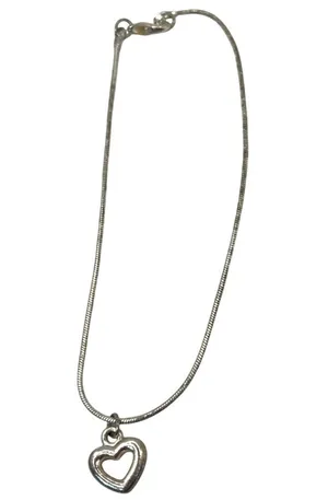 Sterling Silver Silver Heart Charm Bracelet With Thin Chain For Women A200 thumbnail 1
