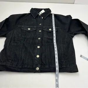 Madewell Oversized Jean‎ Jacket Womens XS Black Lunar Wash 100% Cotton M4230 NEW thumbnail 10