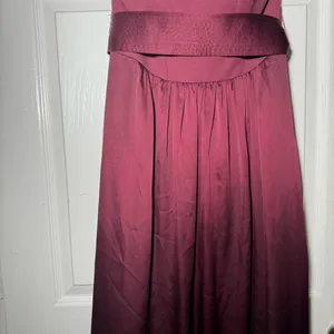 WHITE By Vera Wang • Long Strapless Bridesmaid Dress • Belt • Burgundy/Wine • 2 thumbnail 3
