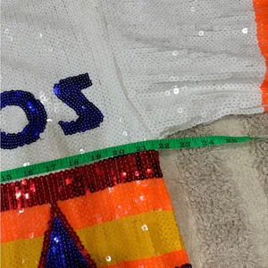 Houston Astros sequins tshirt dress MLB Sparkle city QOS baseball short sleeve thumbnail 13