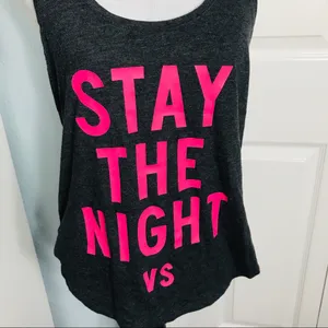 Victoria’s Secret “Stay the Night” Tank Top Small Gray & Hot Pink Date Night thumbnail 2