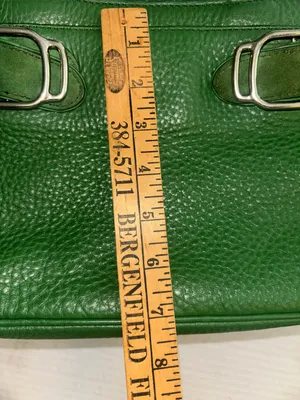 Cole Haan Vintage Green Leather Handbag Silver Hardware Suede Detail Preloved thumbnail 14