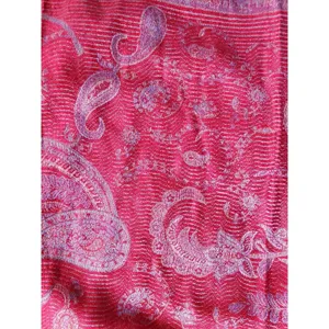 Pashmina(?) Silk Wool Paisley Scarf Wrap Shawl Rectangle Fringe Red Orange EUC thumbnail 3