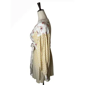 Free People‎ Wonderland Floral Mini Dress Women XS Yellow Boho Sash Cottagecore thumbnail 5