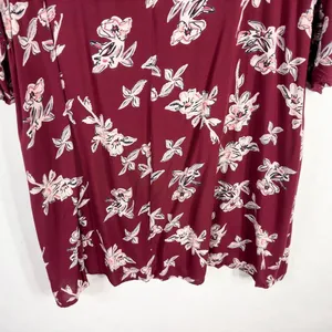Ellos Plus Size‎ 22 Dress Shift Maroon Floral Shift Mini Lined Back Zip 1514 thumbnail 5