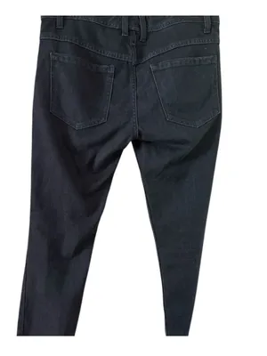 Free People Black Straight-Leg Jeans with Subtle Knee Distress thumbnail 12
